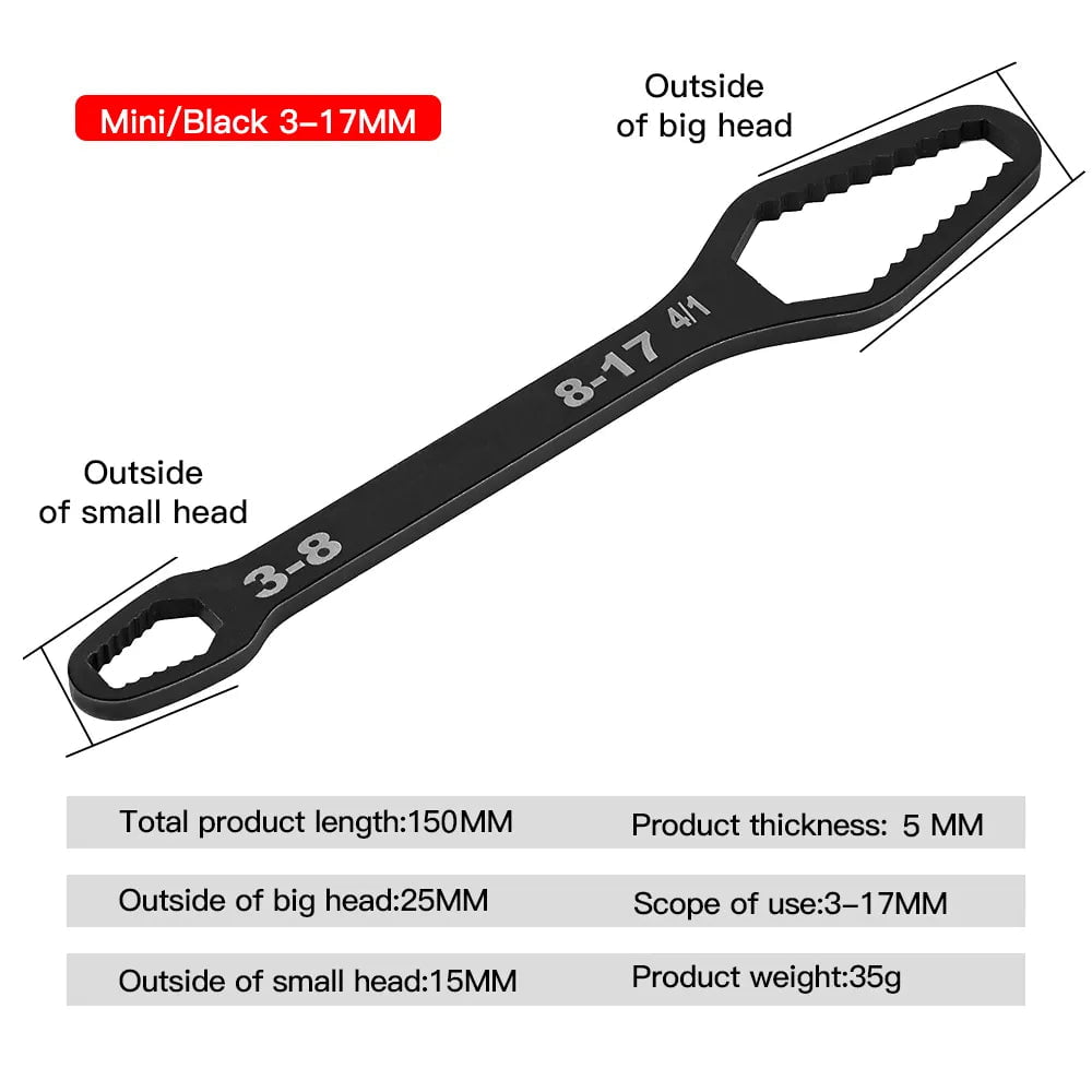 Storazone 150mm 3-17mm 8-22mm Universal Torx Wrench Self-tightening Adjustable Glasses Wrench Board Double-head Torx Spanner Hand Tools for Factory