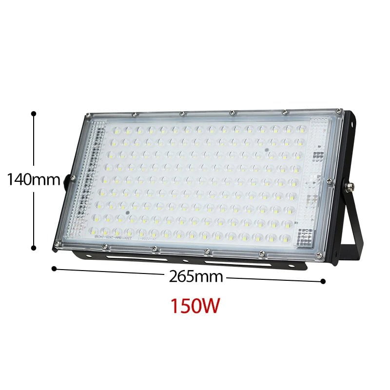 Storazone 150W / CHINA / Cold White LED Floodlight 150W 100W 50W Outdoor Wall 220V 240V Black Floodlight street IP65 Waterproof Reflector Garden Lighting