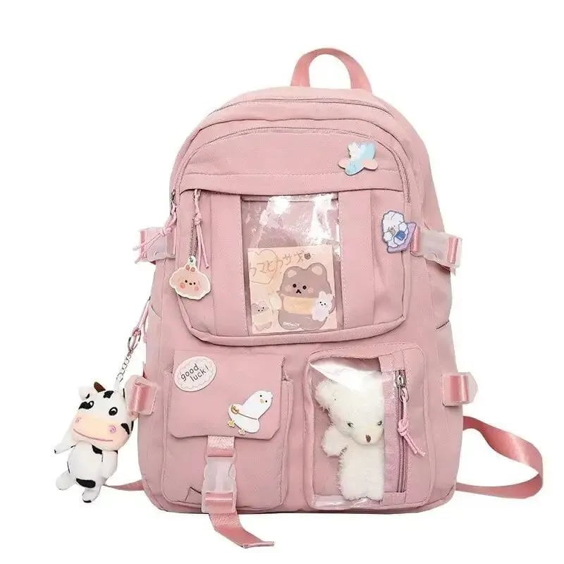 Storazone 16 inch / Pink Popular Pink Purple Color Girls High School Student Backpack Bags