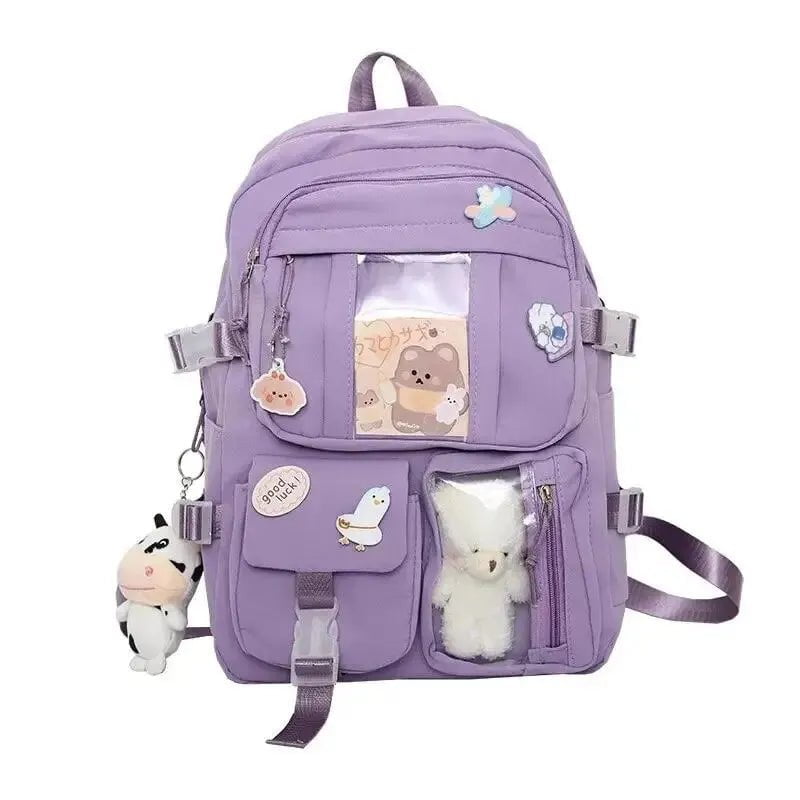 Storazone 16 inch / Violet Popular Pink Purple Color Girls High School Student Backpack Bags