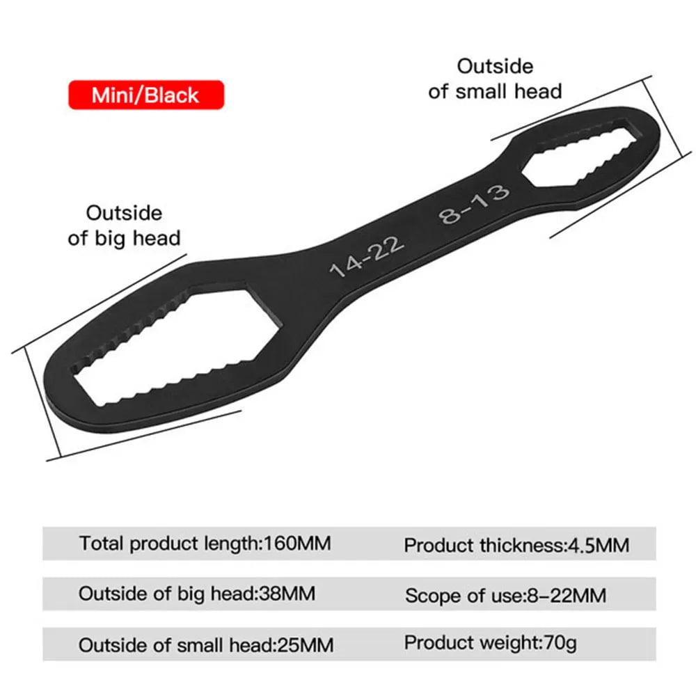 Storazone 160mm 8-22mm 8-22mm Universal Torx Wrench Self-tightening Adjustable Glasses Wrench Board Double-head Torx Spanner Hand Tools for Factory