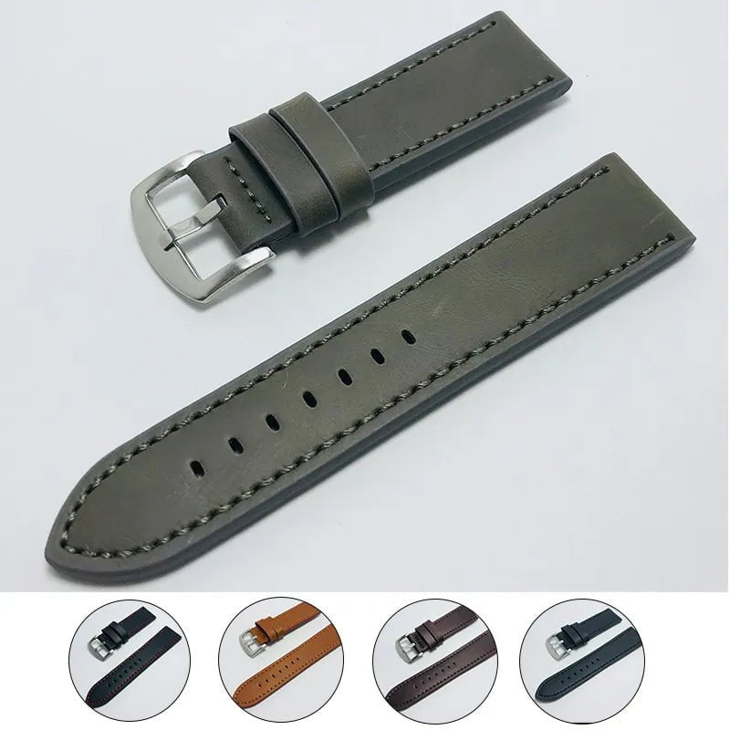 Storazone 16mm 18mm 20mm 22mm Women Men Watchband Genuine Leather Watch Bands Straps Watches Accessories Coffee Black Belt Strap Replacem