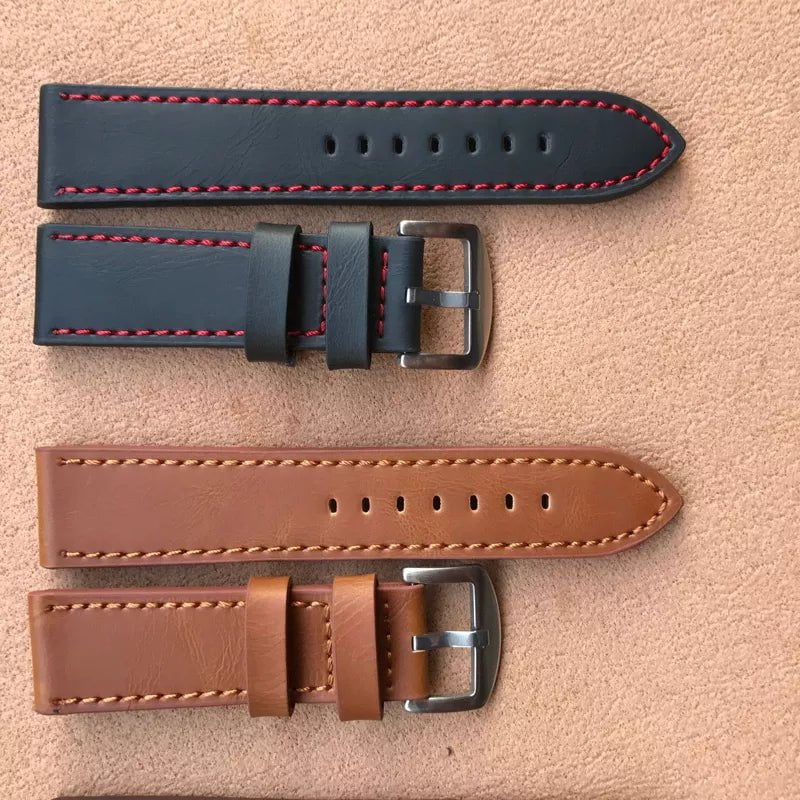 Storazone 16mm 18mm 20mm 22mm Women Men Watchband Genuine Leather Watch Bands Straps Watches Accessories Coffee Black Belt Strap Replacem