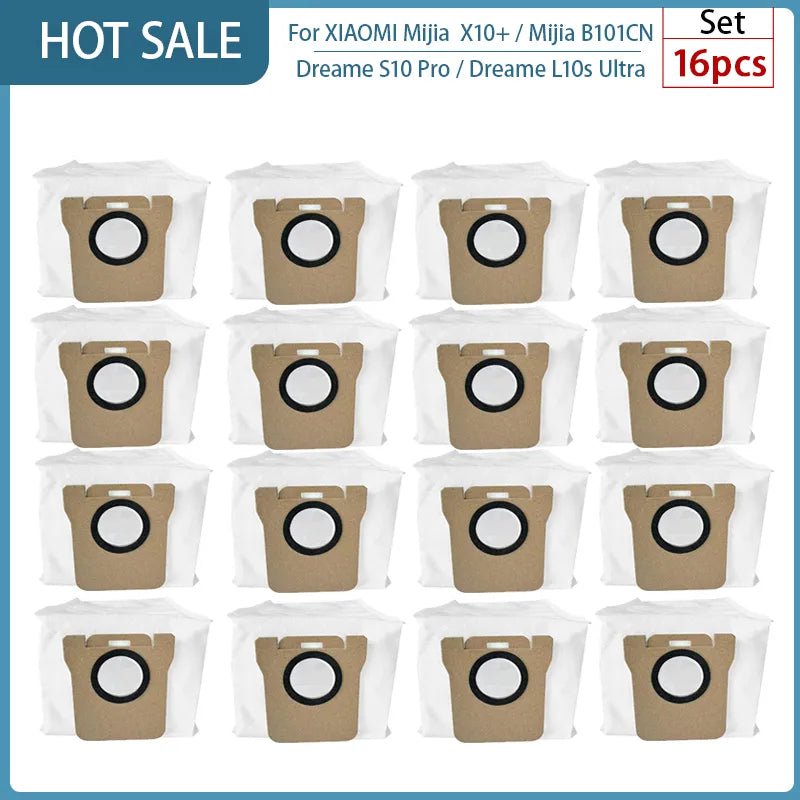 Storazone 16PCS For XIAOMI Mijia Omni 1S B101CN  B116 X10+ Accesories Dreame L10s Ultra / S10 Pro Main Side Brush Hepa Filter Mop Dust Bag Parts