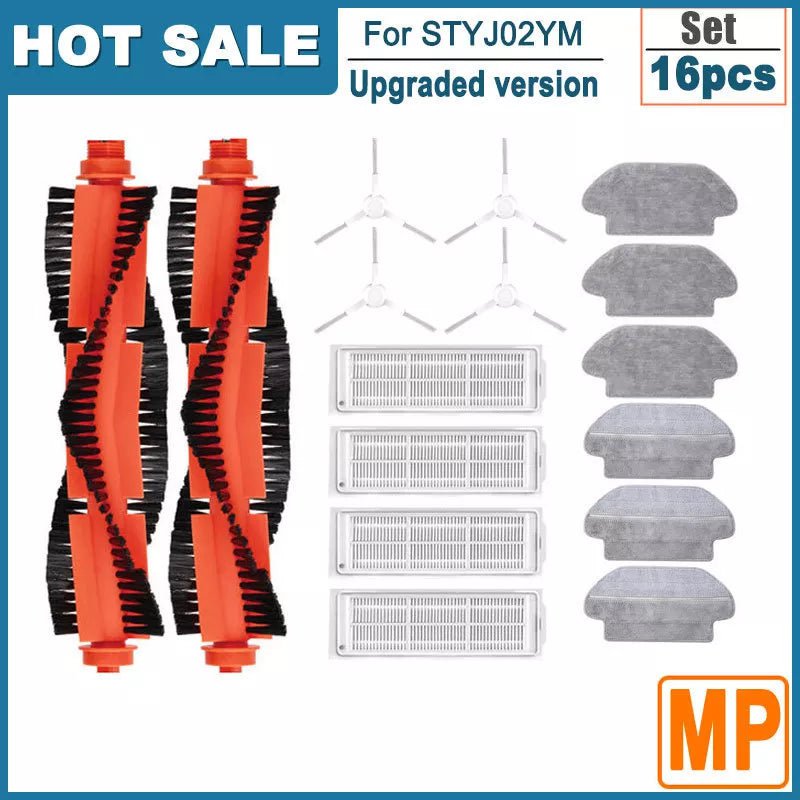 Storazone 16pcs white Filter For Xiaomi Mijia Robot Vacuum Mop 2S 3C Mi Robot Vacuum Mop P Accessories Mop Cloths Main Side Brush XMSTJQR2S STYJ02YM