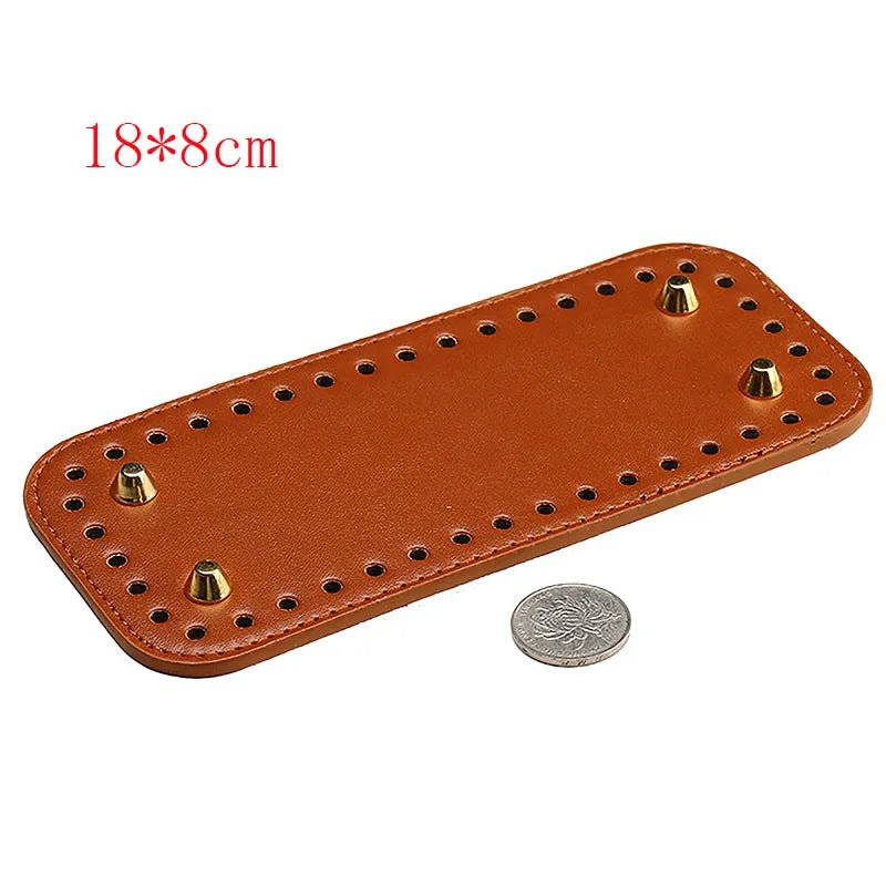 Storazone 18x8cm 1 22*10cm Long Bottom for Knitted Bag PU leather Bag Base Handmade Bottom With Holes Diy Crochet Bag Bottom accessories