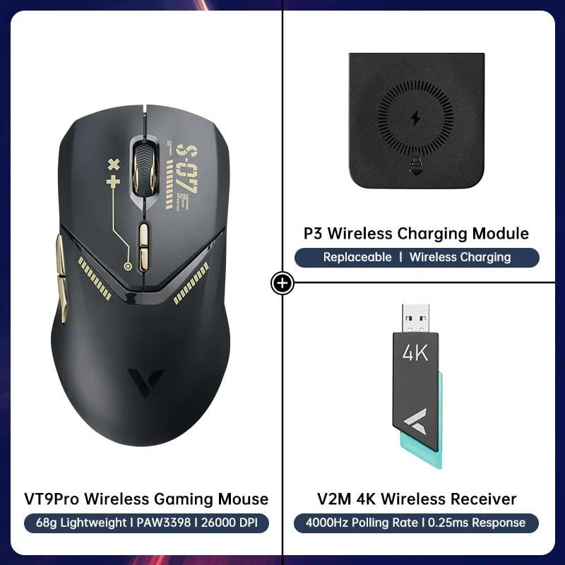 Storazone 19 Rapoo VT9PRO Wireless Gaming Mouse Esports Grade 68g Ultra-Light 26000DPI 8 Buttons Optical PAW3398 Computer Mouse For Laptop PC