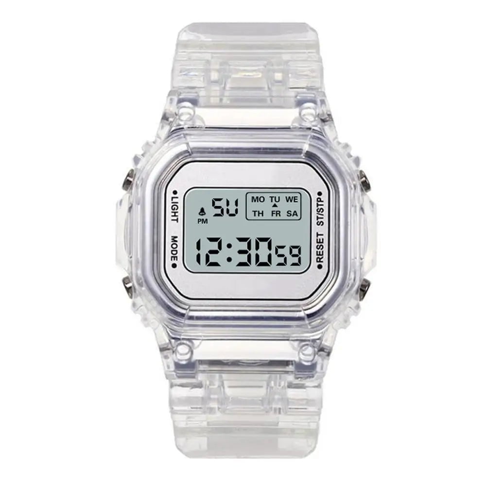 Storazone 190 white Fashion Men Women Watches Gold Casual Transparent Digital Sport Watch Lover's Gift Clock Children Kid's Wristwatch Female Clock