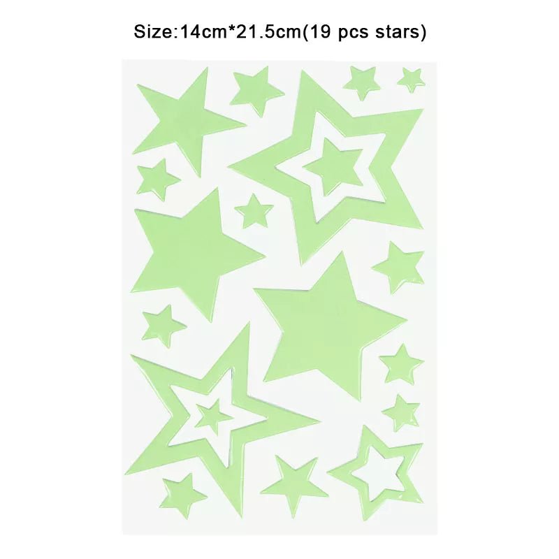 Storazone 19pcs star Luminous 3D Stars Dots Wall Sticker for Kids Room Bedroom Home Decoration Glow In The Dark Moon Decal Fluorescent DIY Stickers