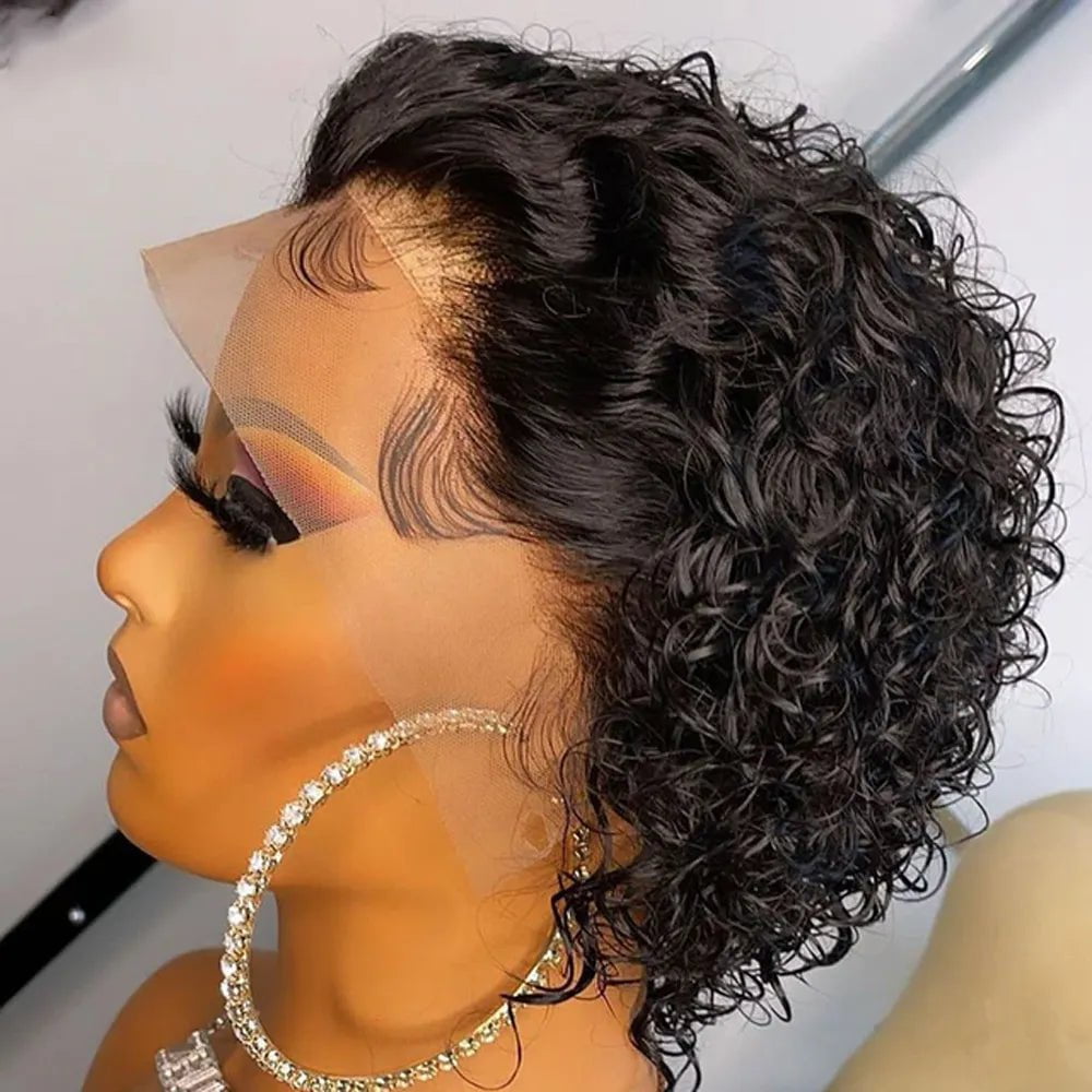 Storazone 1B / United States / 6inches | Lace Topline | 180 Pixie Cut Wig Human Hair 13x1 Lace Frontal Wigs Human Hair Short Bob Human Hair Wigs For Black Women Lace Front Human Hair Wig