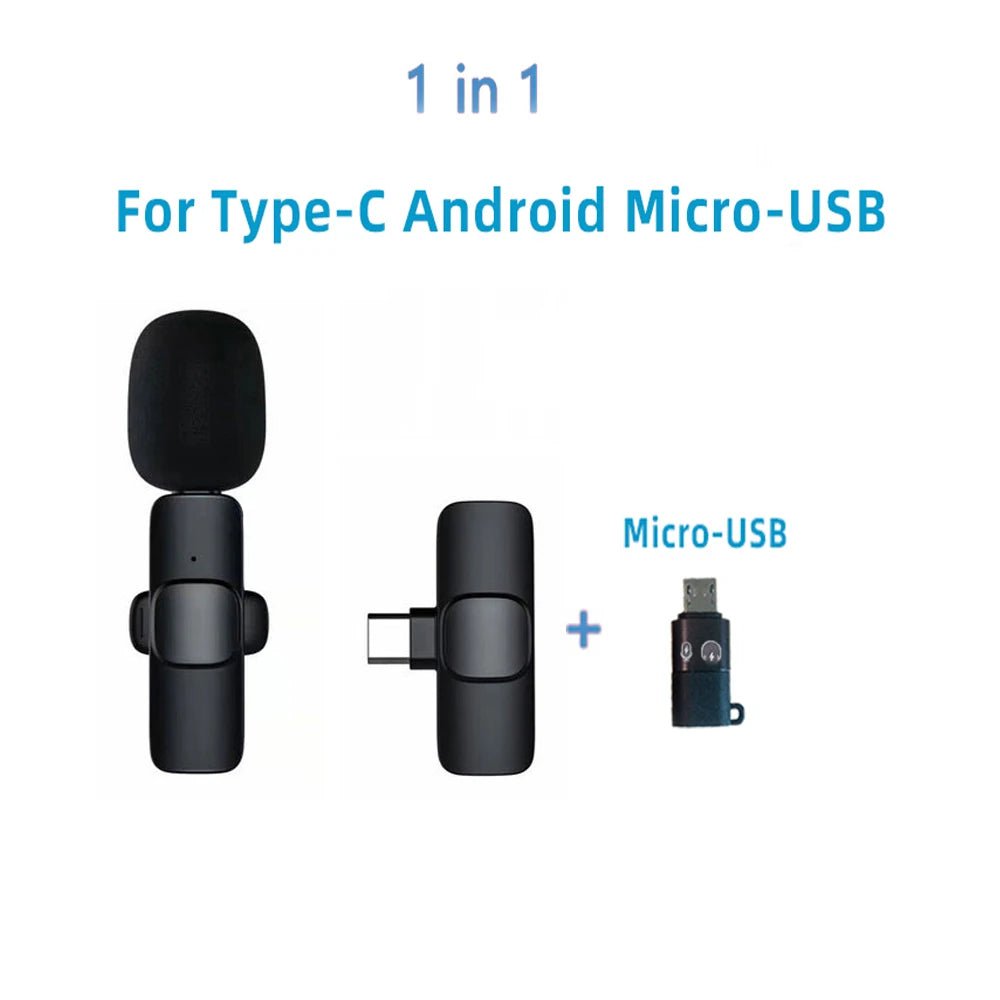 Storazone 1in1TypeC-MicroUSB / CHINA New Wireless Lavalier Microphone Portable Audio Video Recording Mini Microphone for iPhone Android PC Camera Live Gaming Phone