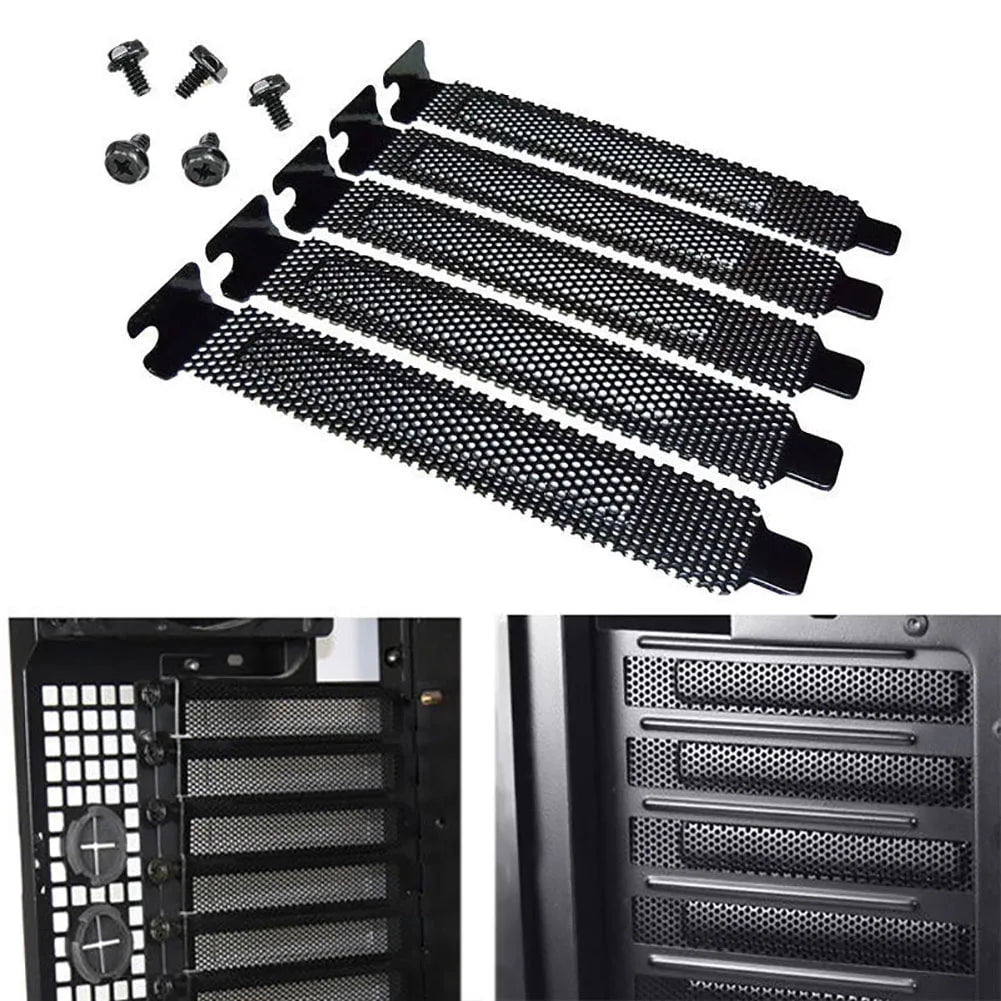Storazone 1or5pcs PCI Slot Cover/PCI Slot Cover Dust Filter Blanking Board Cooling Fan Dust Filter Ventilation PC Computer Case