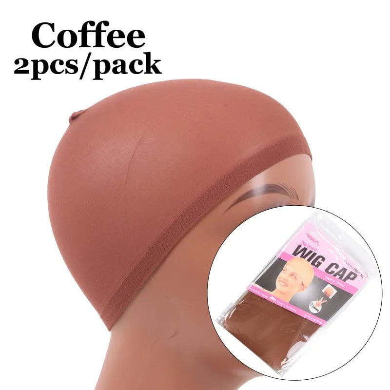 Storazone 1pack coffee 2Pcs/Pack Stocking Cap Hairnets for Long Hair Wigs Beige and Black Stocking Wig Cap Fashionable Hair Nets