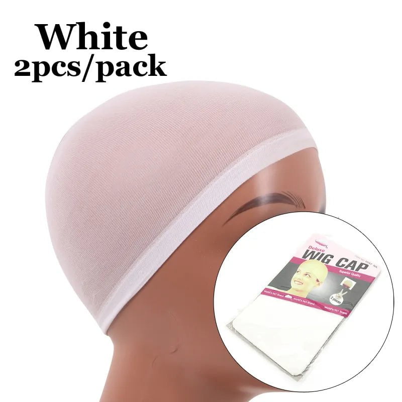 Storazone 1pack White 2Pcs/Pack Stocking Cap Hairnets for Long Hair Wigs Beige and Black Stocking Wig Cap Fashionable Hair Nets