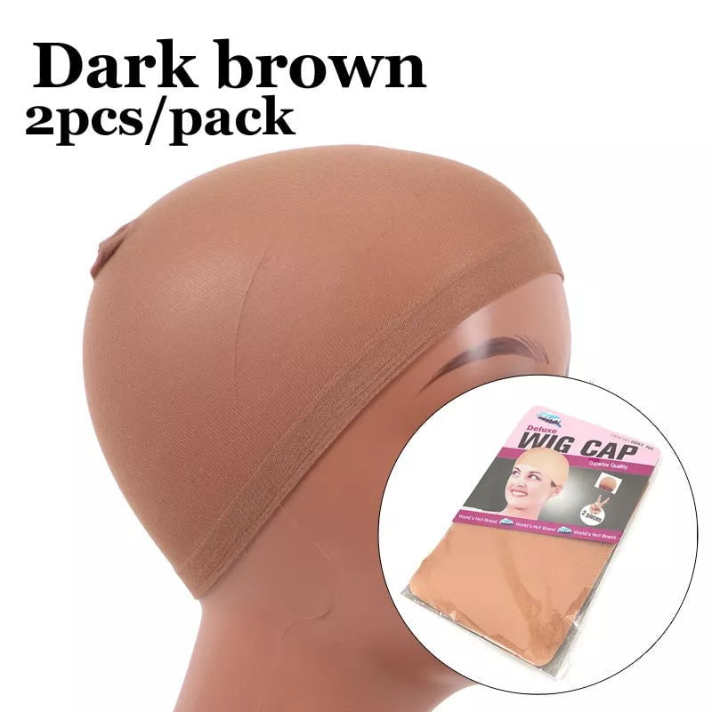 Storazone 1packDarkbrown 2Pcs/Pack Stocking Cap Hairnets for Long Hair Wigs Beige and Black Stocking Wig Cap Fashionable Hair Nets