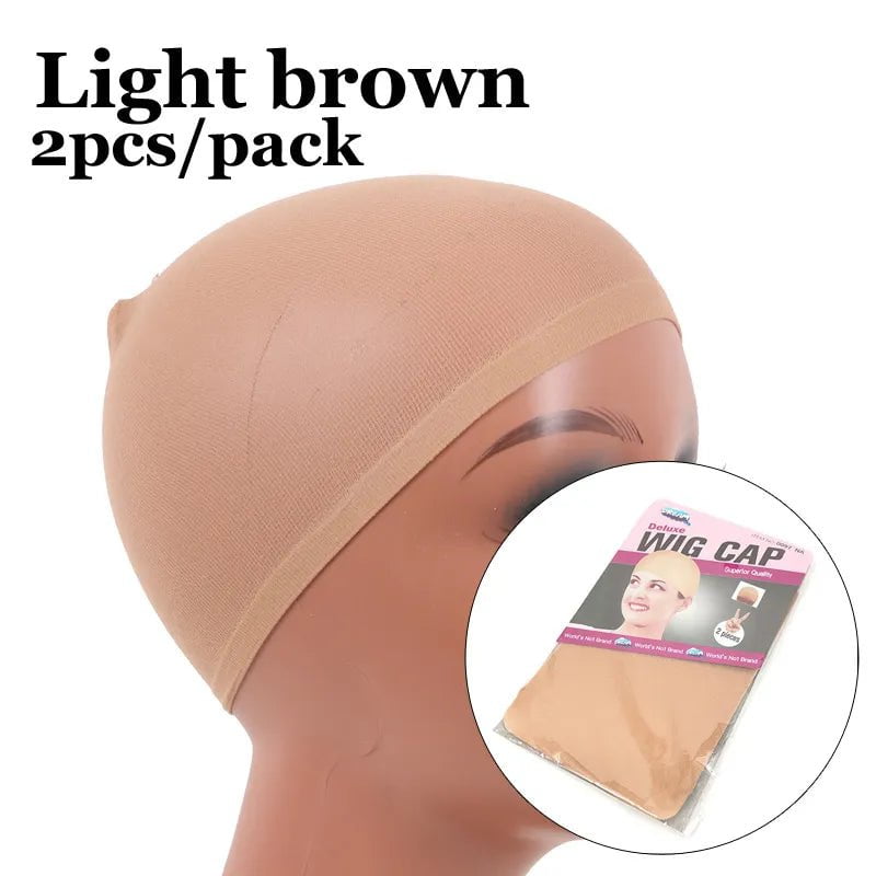 Storazone 1packLightbrown 2Pcs/Pack Stocking Cap Hairnets for Long Hair Wigs Beige and Black Stocking Wig Cap Fashionable Hair Nets