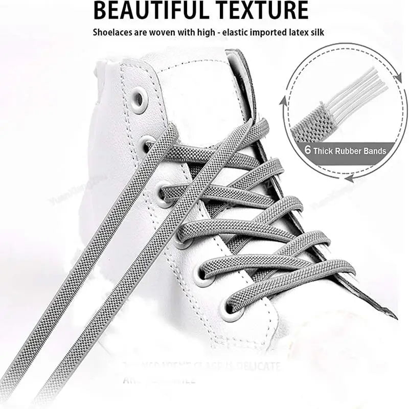 Storazone 1Pair Multicolor Lock Elastic Sneaker Laces For Kids Adults and Elderly No Tie Shoelaces Quick Elastic Athletic Running Shoelace
