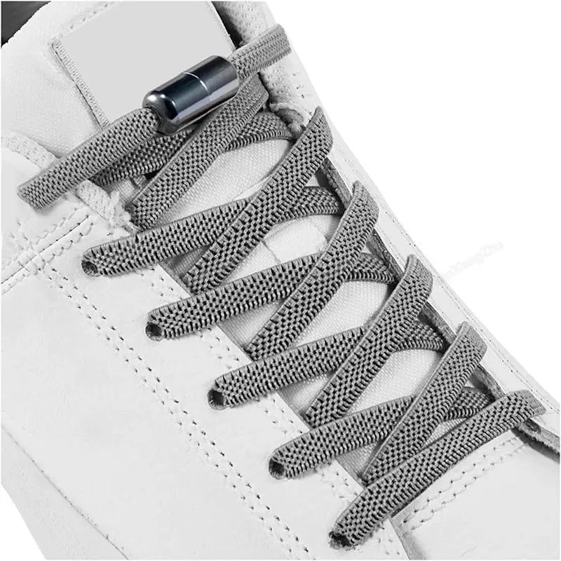 Storazone 1Pair Multicolor Lock Elastic Sneaker Laces For Kids Adults and Elderly No Tie Shoelaces Quick Elastic Athletic Running Shoelace