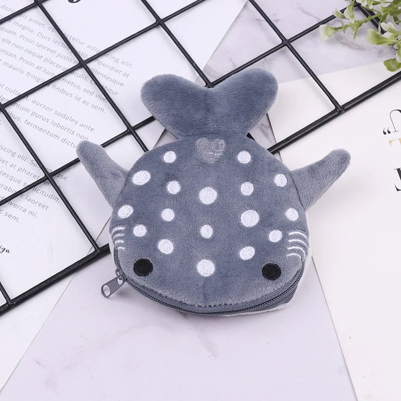 Storazone 1pc 1 HOT! Cute Cartoon Plush Shark Coin Purse Plush Animal Wallet For Women Kids Zipper Coin Bag