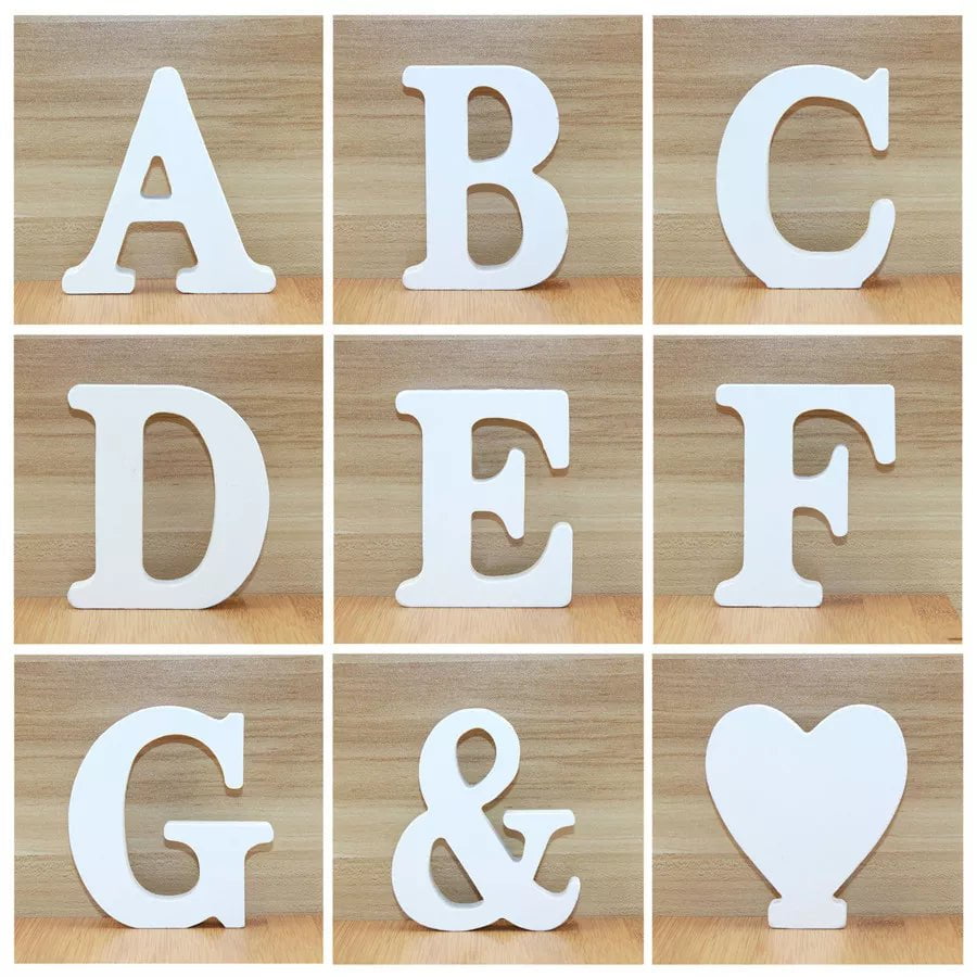 Storazone 1pc 10CM Wood Wooden Letters White Alphabet Wedding Birthday Party Diy Home Decorations Personalised Name Design 3.94 Inches