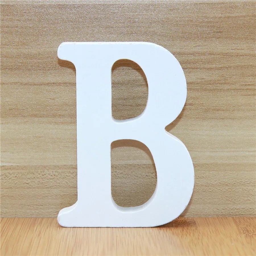 Storazone 1pc 10CM Wood Wooden Letters White Alphabet Wedding Birthday Party Diy Home Decorations Personalised Name Design 3.94 Inches