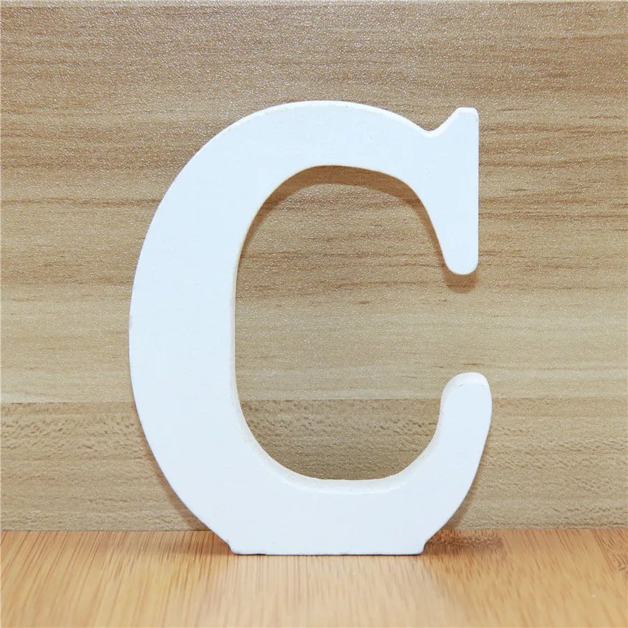 Storazone 1pc 10CM Wood Wooden Letters White Alphabet Wedding Birthday Party Diy Home Decorations Personalised Name Design 3.94 Inches