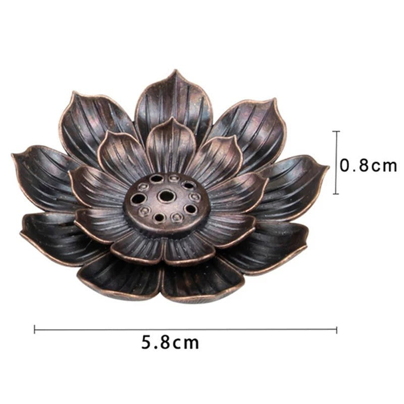 Storazone 1pc Alloy Incense Burner Stick Holder Buddhism Lotus Line Incense Plate Sandalwood Coil Base Temples Yoga Studios Home Decoration