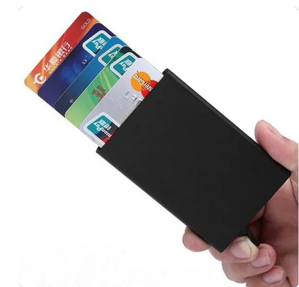 Storazone 1pc card holder 1pc Card Holder Men RFID Blocking Aluminum Metal Slim Wallet Money Bag Anti-scan Credit Card Holder Thin Case Small Male Wallet