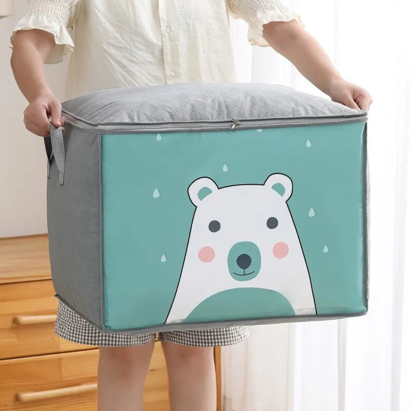 Storazone 1pc Foldable Comforter Storage Bag Big Capacity Quilt Clothes Storage Organizer Blanket Sorting Bags Dustproof Household Bags