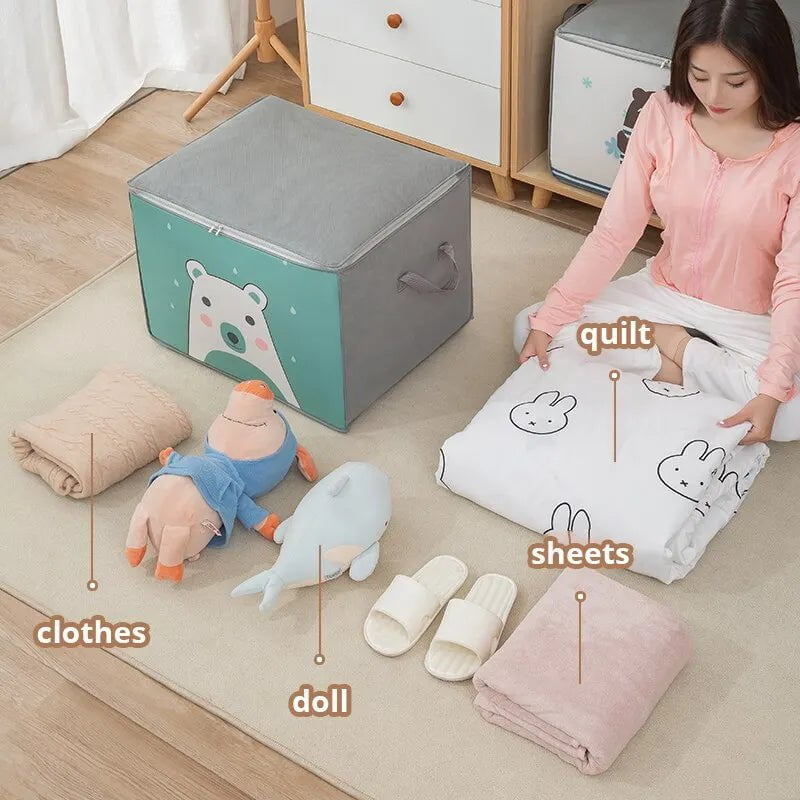 Storazone 1pc Foldable Comforter Storage Bag Big Capacity Quilt Clothes Storage Organizer Blanket Sorting Bags Dustproof Household Bags