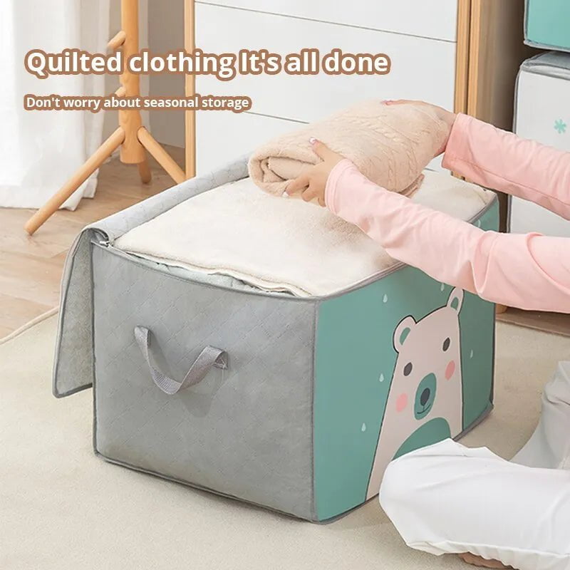 Storazone 1pc Foldable Comforter Storage Bag Big Capacity Quilt Clothes Storage Organizer Blanket Sorting Bags Dustproof Household Bags