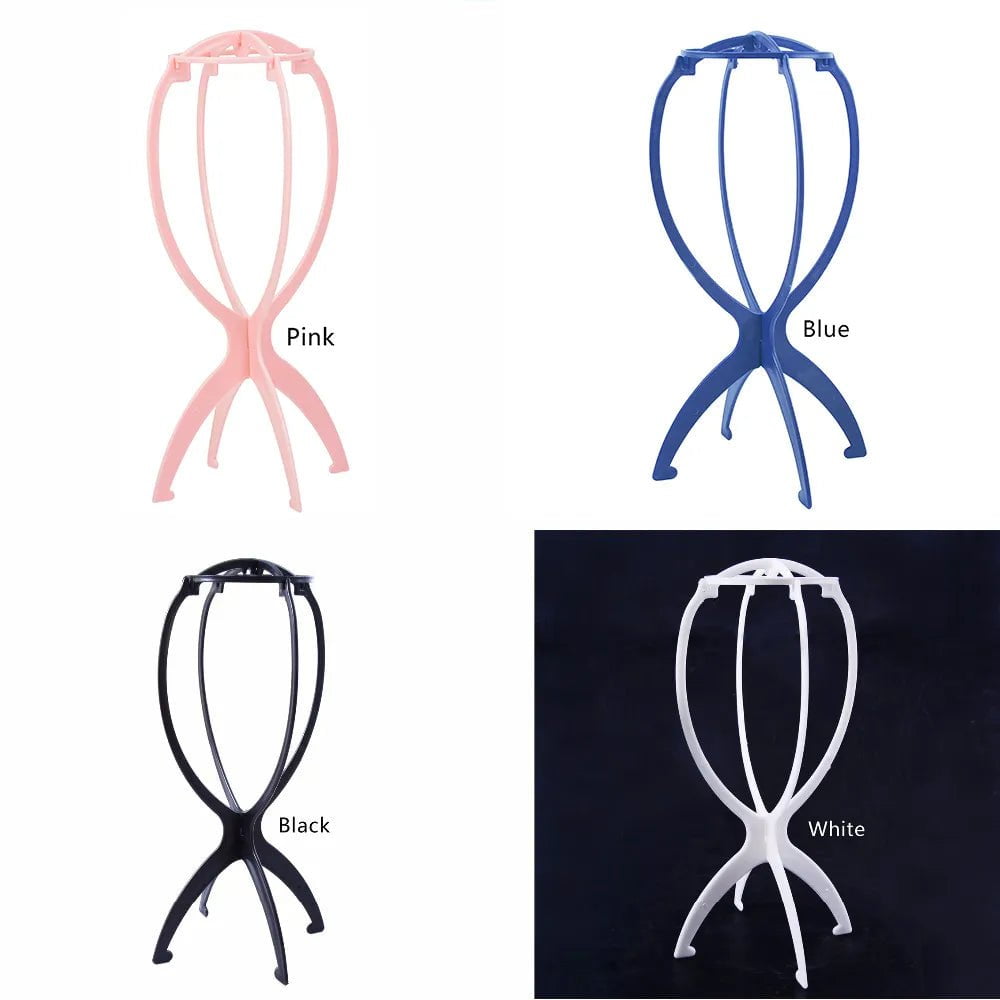 Storazone 1PC Four Colors Wig Stands Plastic Hat Display Wig Head Holders 17x34Cm Mannequin Head/Stand Portable Folding Wig Stand