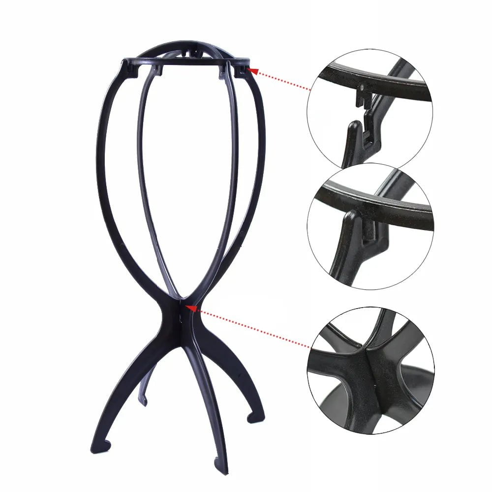 Storazone 1PC Four Colors Wig Stands Plastic Hat Display Wig Head Holders 17x34Cm Mannequin Head/Stand Portable Folding Wig Stand