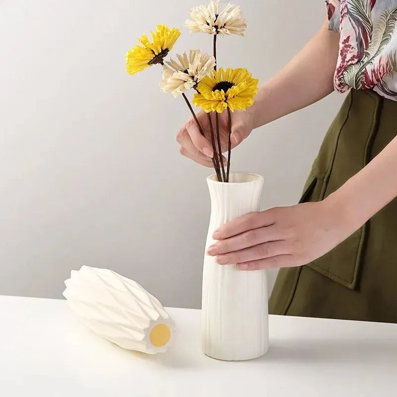 Storazone 1pc Nordic Plastic Vase Simple Small Fresh Flower Pot Storage Bottle for Flowers Living Room Modern Home Decorations Ornaments
