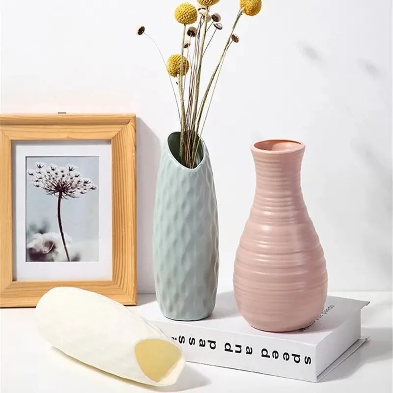 Storazone 1pc Nordic Plastic Vase Simple Small Fresh Flower Pot Storage Bottle for Flowers Living Room Modern Home Decorations Ornaments