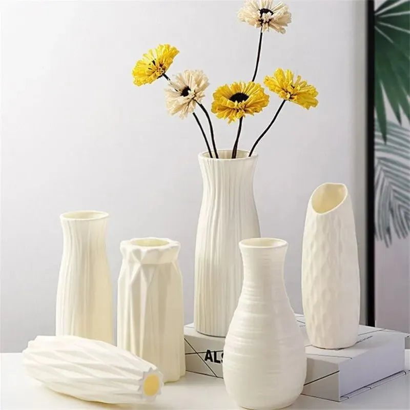 Storazone 1pc Nordic Plastic Vase Simple Small Fresh Flower Pot Storage Bottle for Flowers Living Room Modern Home Decorations Ornaments