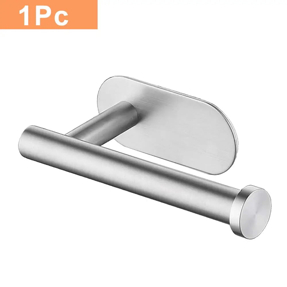 Storazone 1Pc Silver Self Adhesive Toilet Paper Towel Holder Stainless Steel Wall Mount  No Punching Tissue Towel Roll Dispenser for Bathroom Kitchen