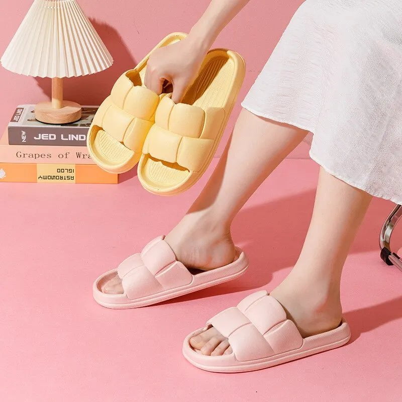 Storazone 1PC Thick Flat Bottom Bathroom Home Slippers Fashion Soft Sole EVA Indoor Lady Sandals 2023 Summer Non Slip Flip Flops