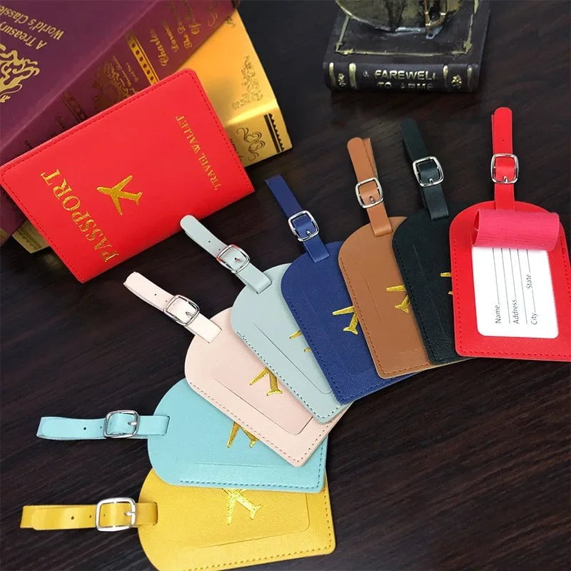 Storazone 1PC Women Men PU Leather Luggage Tag Suitcase Identifier Label Baggage Boarding Bag Tag Name ID Address Holder Travel Accessorie