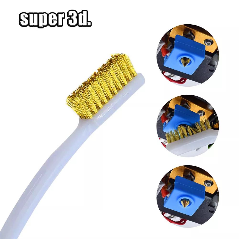 Storazone 1Pcs 3D Printer Tool Copper Wire Toothbrush Nozzle Brush For Cleaning Nozzle Heating Block Hotend Hot Bed Cleaner Derusting