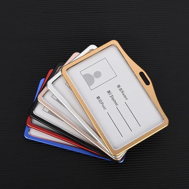 Storazone 1Pcs Aluminum Alloy Work Name Card Holders Business Work Card ID Badge Lanyard Holder Men Women Metal ID Business Case