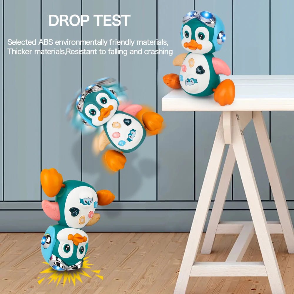 Storazone 1pcs Baby Crawling Toys Musical Penguin Infant Moving Walking Dancing Toys with Light Toddler Interactive Development Tummy Time Gift