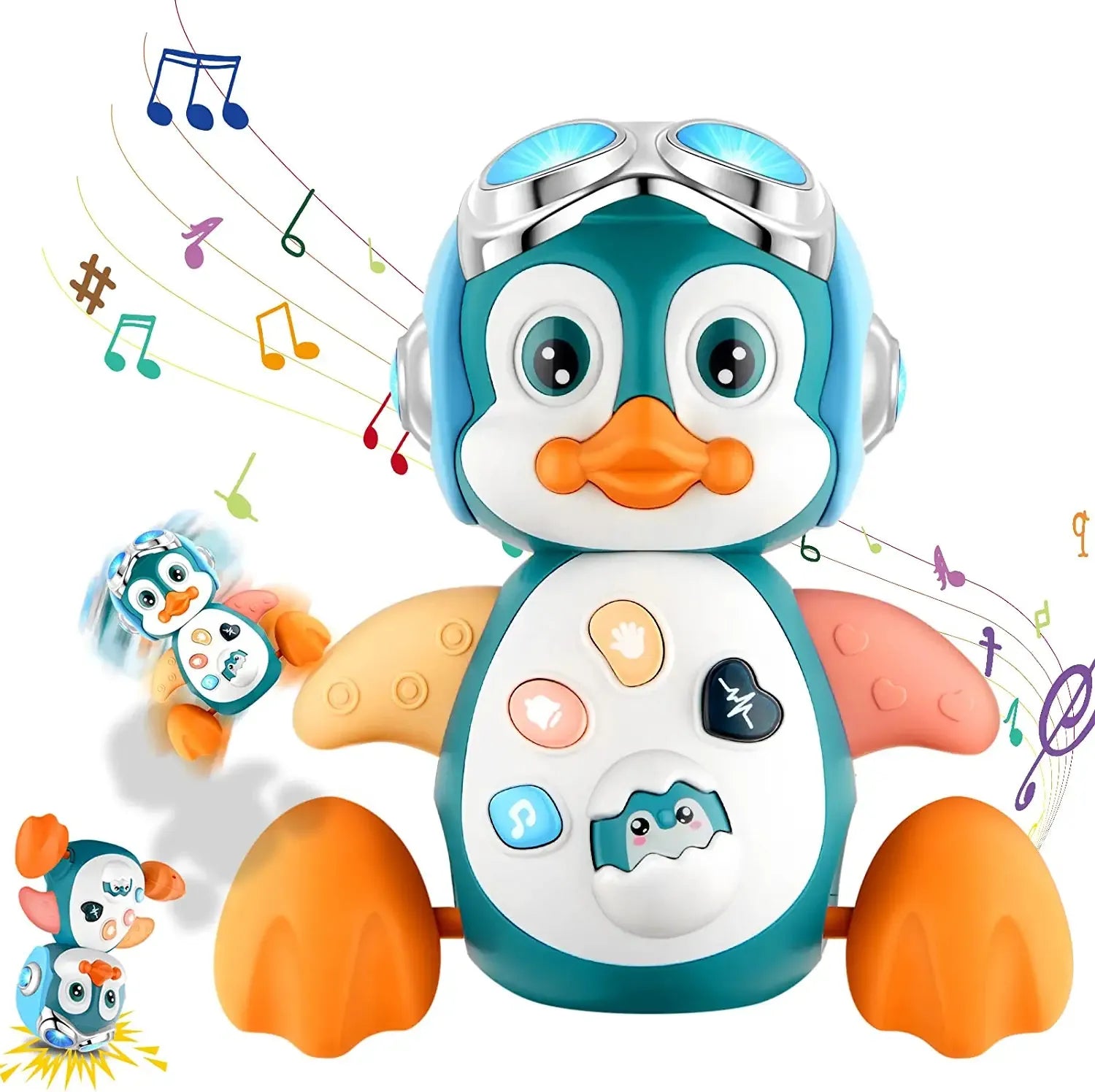 Storazone 1pcs Baby Crawling Toys Musical Penguin Infant Moving Walking Dancing Toys with Light Toddler Interactive Development Tummy Time Gift