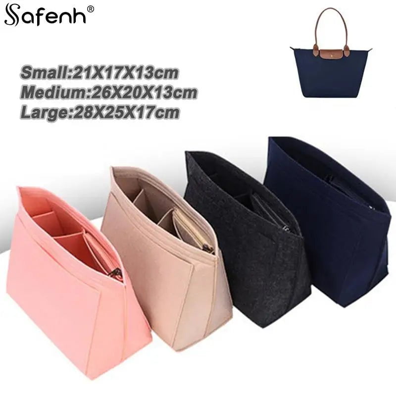 Storazone 1pcs Felt Insert Bag Fits For Longchamp Handbag Liner Bag Felt Cloth Makeup Bag Support Travel Portable Insert Purse Organizer