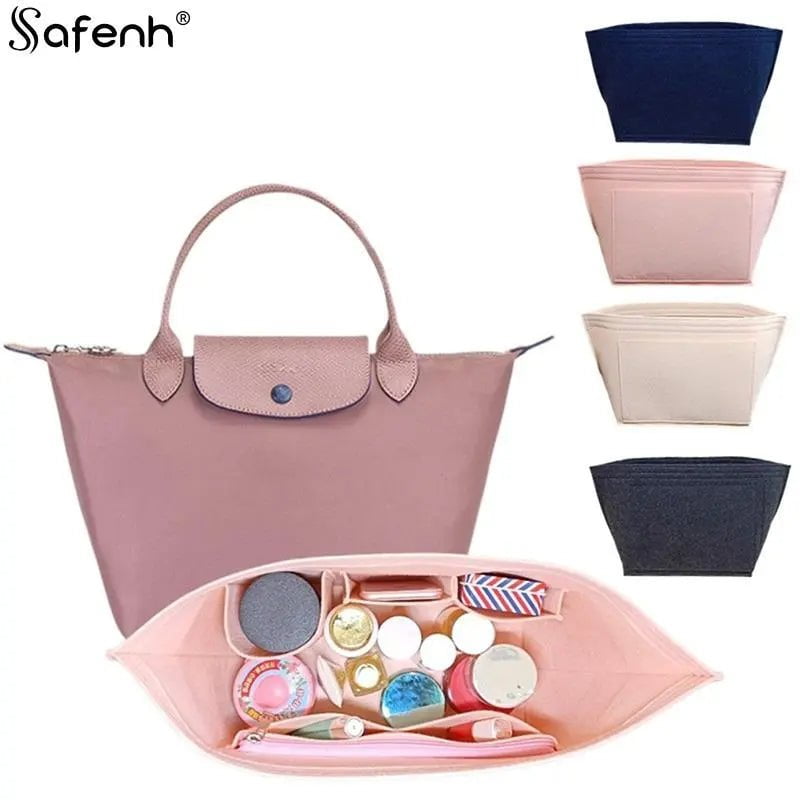 Storazone 1pcs Felt Insert Bag Fits For Longchamp Handbag Liner Bag Felt Cloth Makeup Bag Support Travel Portable Insert Purse Organizer