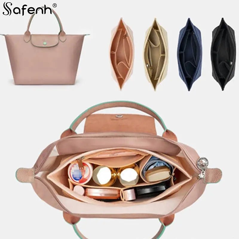 Storazone 1pcs Felt Insert Bag Fits For Longchamp Handbag Liner Bag Felt Cloth Makeup Bag Support Travel Portable Insert Purse Organizer