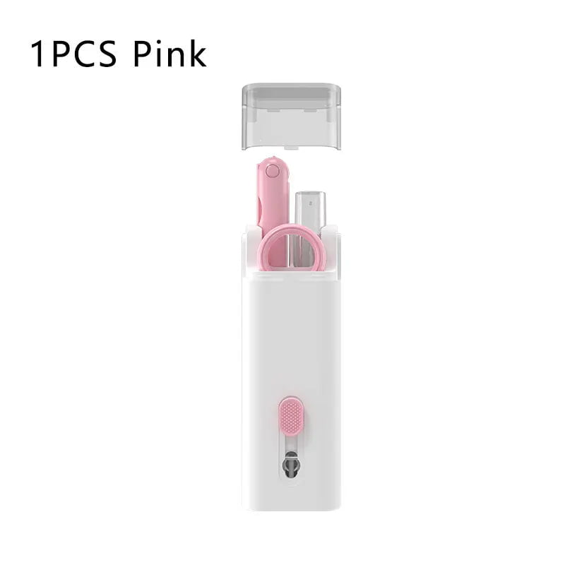 Storazone 1PCS Pink 7-in-1 Cleaning Kit Computer Keyboard Cleaner Brush Earphones Cleaning Pen For Headset Phone Cleaning Tools Keycap Puller Set