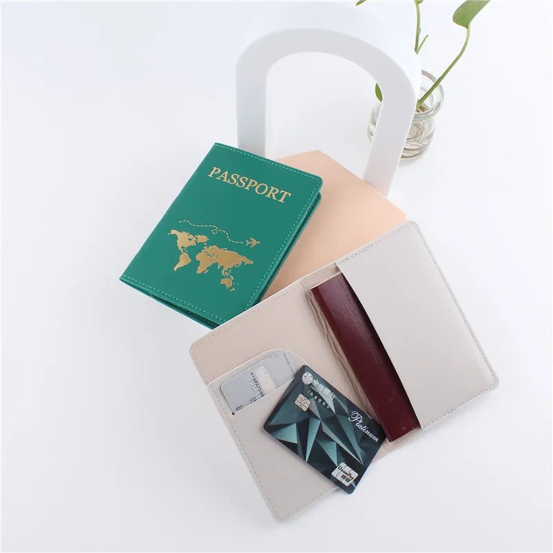 Storazone 1PCS PU Leather Map Passport Cover Case Card Holder Fashion Wallet Lightweight Travel Accessories For Flight for Women or Men