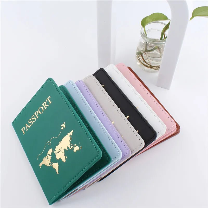 Storazone 1PCS PU Leather Map Passport Cover Case Card Holder Fashion Wallet Lightweight Travel Accessories For Flight for Women or Men