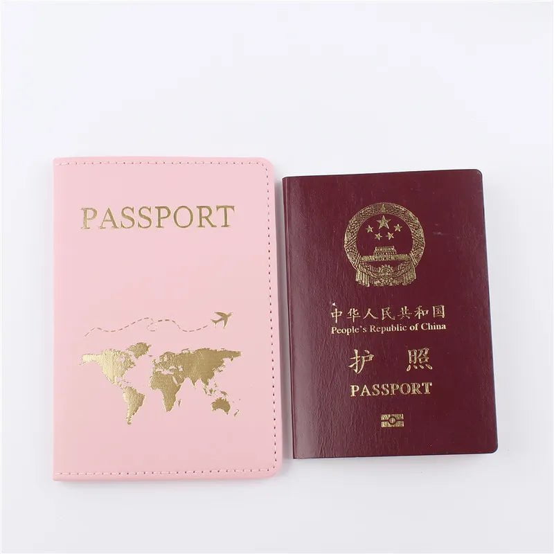 Storazone 1PCS PU Leather Map Passport Cover Case Card Holder Fashion Wallet Lightweight Travel Accessories For Flight for Women or Men